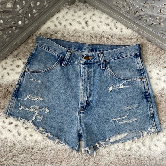 Rustler jean shorts size 30 vintage high rise distressed denim Y2K grunge skater - Picture 1 of 10